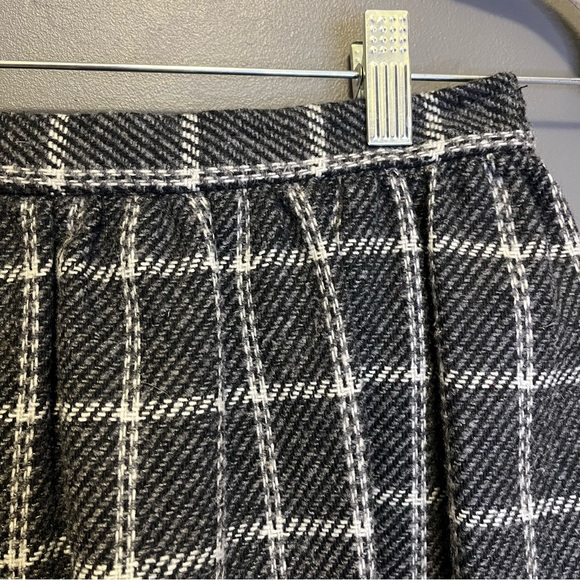 Vintage wool blend window pane pencil skirt gray white 6P - Picture 6 of 11